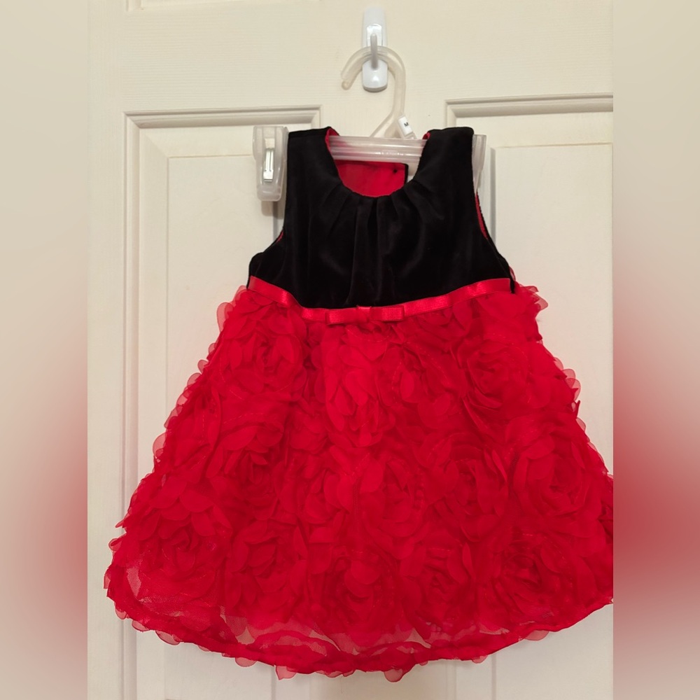 Red and Black Floral Dress